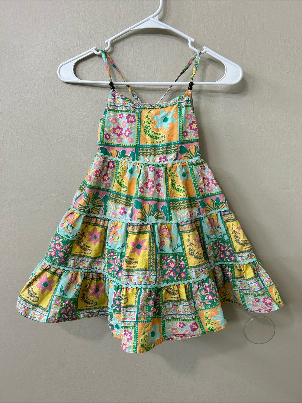 Etta Vee Tiered Vibrant Floral Patchwork Sun Dress Sz 7
